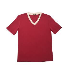 Massimo Dutti Burgundy Red V-Neck T-Shirt Short Sleeve Tee M